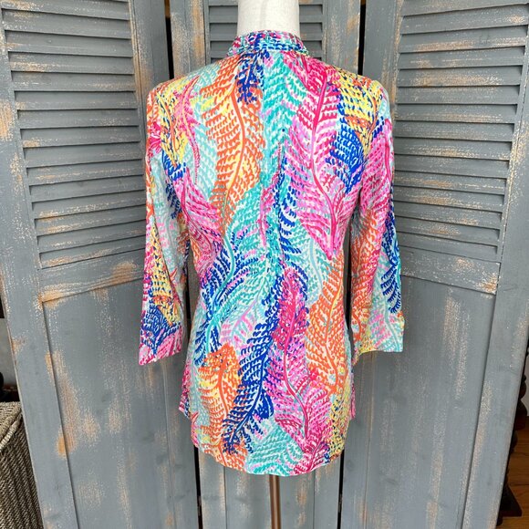 Lilly Pulitzer Sarasota Beaded Tunic Top Electric Feel Cameo Sz S - Picture 12 of 16